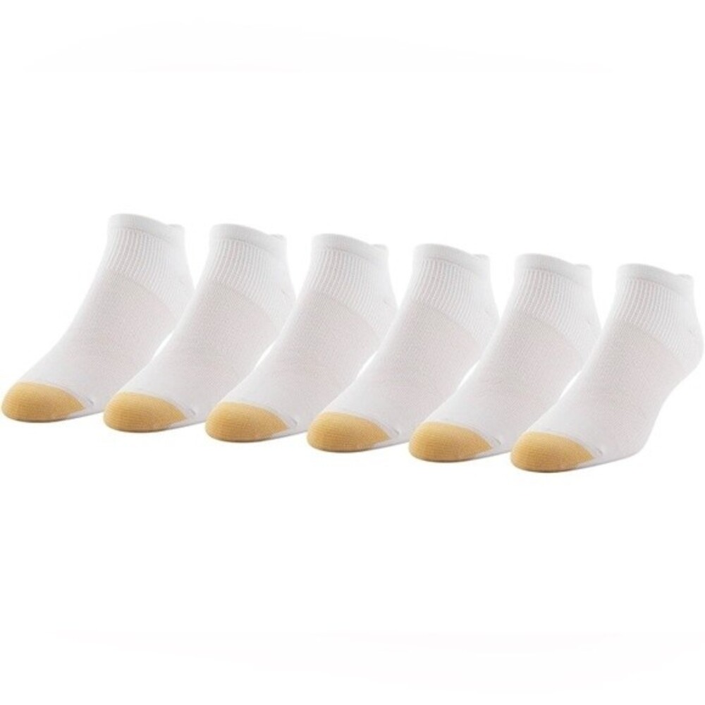 NWT GOLDTOE Men's White Nylon Lite No Show Socks, 6-Pairs Shoe Size 6-12.5